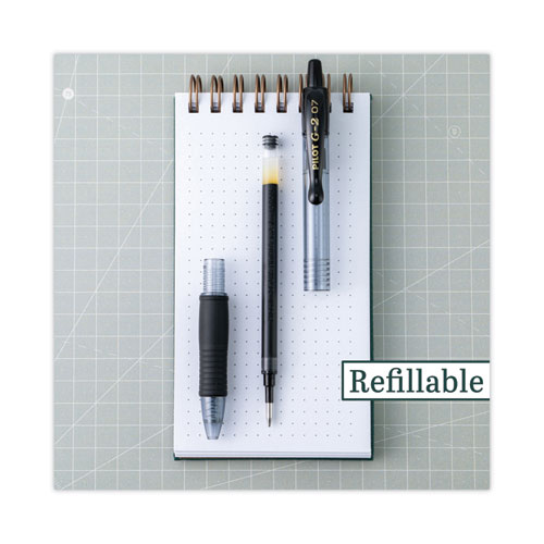Pilot G2 Premium Gel Pen, Retractable, Fine 0.7 mm, Black Ink, Smoke Barrel, 2/Pack (31031)