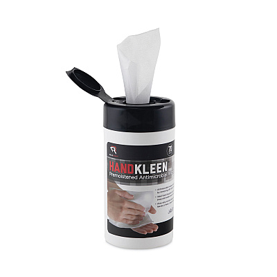 Read Right HandKleen Premoistened Antibacterial Wipes, Cloth, 5.5 x 6.5, Unscented, White, 70/Tub (REARR1460)