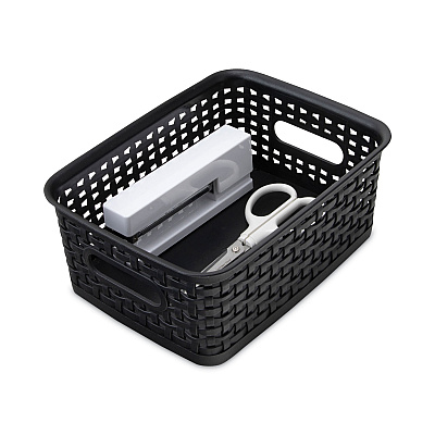 Advantus Plastic Weave Bin, Small, 10" x 7.5" x 4", Black (AVT36000)