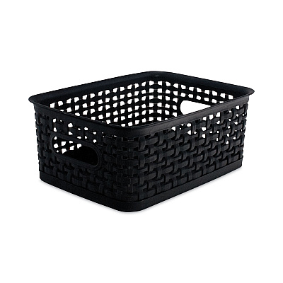 Advantus Plastic Weave Bin, Small, 10" x 7.5" x 4", Black (AVT36000)