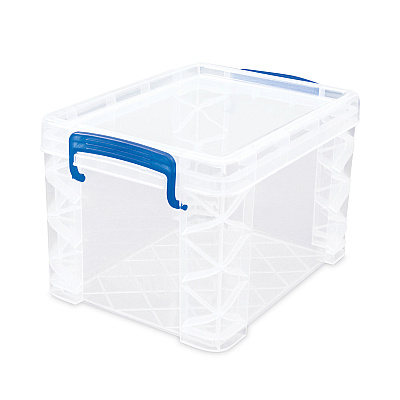 Advantus Super Stacker Lift-Off Lid Storage Tote, 7.25" x 10.88" x 6.38", Transparent/Blue (AVT39230)