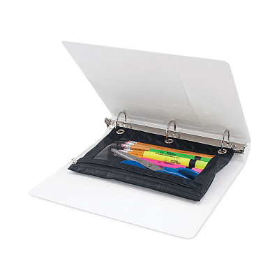 Advantus Binder Pencil Pouch, 10 x 7.38, Black/Clear, 3/Pack (AVT63067)