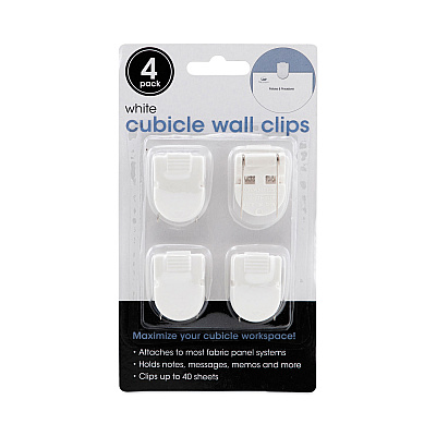 Advantus Wall Clips for Fabric Panels, 40 Sheet Capacity, White, 4/Pack (AVT75300)