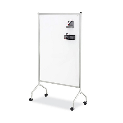 Safco Rumba Full Panel Whiteboard Collaboration Screen, 36w x 16d x 54h, White/Gray (SAF2014WBS)