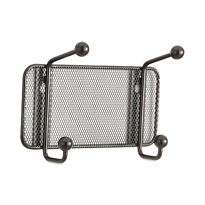 Safco Onyx Mesh Wall Racks, 2-Hook, 8.5w x 3d x 5.5h, Black (SAF6401BL)