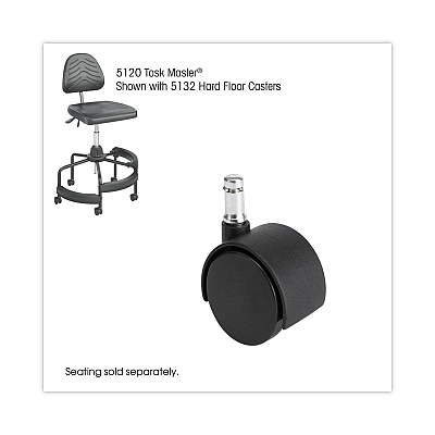 Safco TaskMaster Hard Floor Casters, Grip Ring Stem, 2" Wheel, Black, 5/Set (SAF5132)