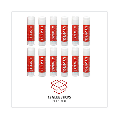 Universal Glue Stick, 1.3 oz, Applies and Dries Clear, 12/Pack (UNV76752)