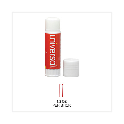 Universal Glue Stick, 1.3 oz, Applies and Dries Clear, 12/Pack (UNV76752)