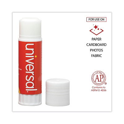 Universal Glue Stick, 1.3 oz, Applies and Dries Clear, 12/Pack (UNV76752)