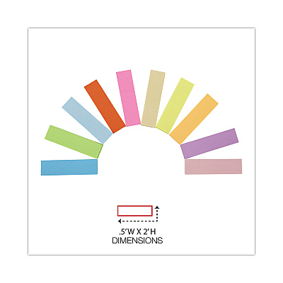 Universal Self-Stick Page Tabs, 0.5" x 1.75", Assorted Colors, 500/Pack (UNV99026)