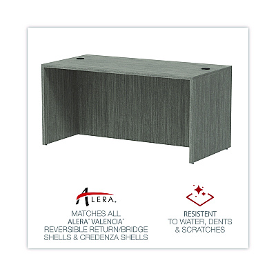 Alera Valencia Series Straight Front Desk Shell, 59.13" x 29.5" x 29.63", Gray (ALEVA216030GY)
