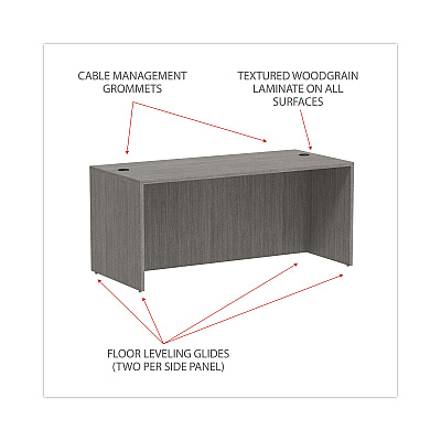 Alera Valencia Series Straight Front Desk Shell, 65" x 29.5" x 29.63", Gray (ALEVA216630GY)