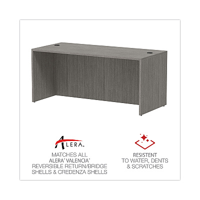 Alera Valencia Series Straight Front Desk Shell, 65" x 29.5" x 29.63", Gray (ALEVA216630GY)