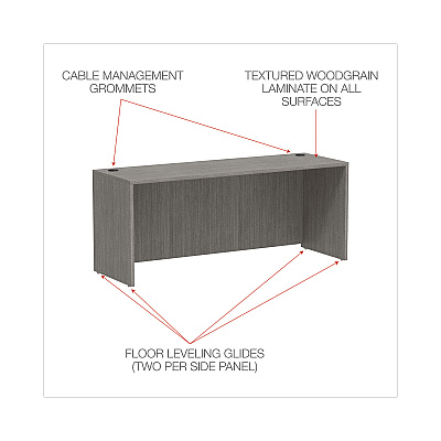 Alera Valencia Series Credenza Shell, 70.88w x 23.63d x 29.5h, Gray (ALEVA257224GY)