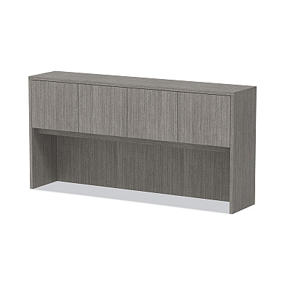 Alera Valencia Series Hutch with Doors, 4 Compartments, 70.63w x 15d x 35.38h, Gray (ALEVA287215GY)