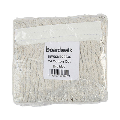 Boardwalk Banded Cotton Mop Head, #24, White, 12/Carton (BWKCM02024S)