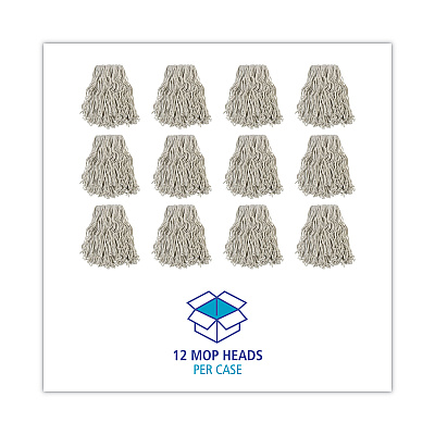 Boardwalk Banded Cotton Mop Head, #24, White, 12/Carton (BWKCM02024S)