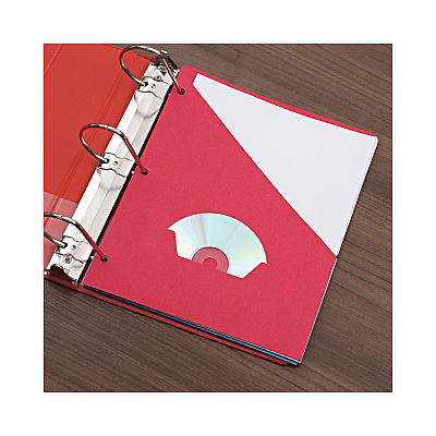 Universal Slash-Cut Pockets for Three-Ring Binders, Jacket, Letter, 11 Pt., 8.5 x 11, Red, 10/Pack (UNV61683)
