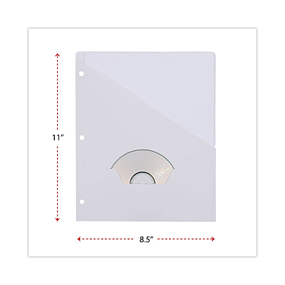 Universal Slash-Cut Pockets for Three-Ring Binders, Jacket, Letter, 11 Pt., 9.75 x 11.75, White, 10/Pack (UNV61687)