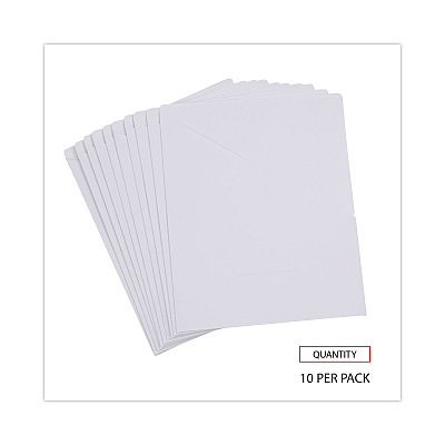 Universal Slash-Cut Pockets for Three-Ring Binders, Jacket, Letter, 11 Pt., 9.75 x 11.75, White, 10/Pack (UNV61687)