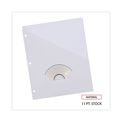 Universal Slash-Cut Pockets for Three-Ring Binders, Jacket, Letter, 11 Pt., 9.75 x 11.75, White, 10/Pack (UNV61687)