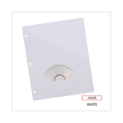 Universal Slash-Cut Pockets for Three-Ring Binders, Jacket, Letter, 11 Pt., 9.75 x 11.75, White, 10/Pack (UNV61687)