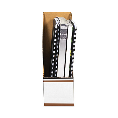 Bankers Box Corrugated Cardboard Magazine File, 4 x 9 x 11.5, Wood Grain, 12/Carton (FEL07223)