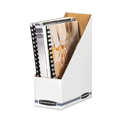 Bankers Box Stor/File Corrugated Magazine File, 4 x 9.25 x 11.75, White, 12/Carton (FEL10723)