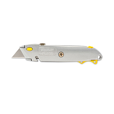 Stanley Quick-Change Utility Knife with Twine Cutter and (3) Retractable Blades, 6" Metal Handle, Gray, 6/Box (BOS10499BX)