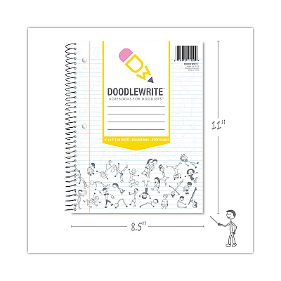 Roaring Spring DoodleWrite Notebooks, 1-Subject, Medium/College Rule, White Cover, (60) Sheets, 24/Carton (ROA11100CS)