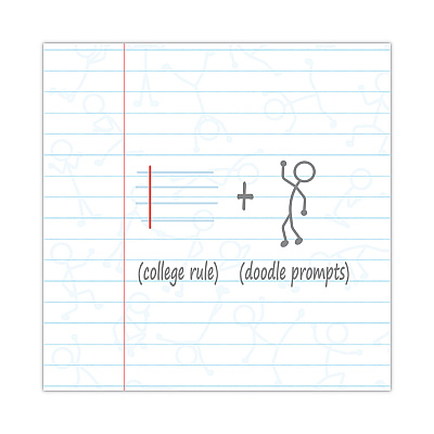 Roaring Spring DoodleWrite Notebooks, 1-Subject, Medium/College Rule, White Cover, (60) Sheets, 24/Carton (ROA11100CS)
