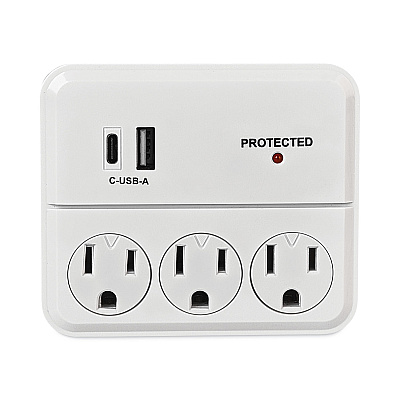 RCA 3-Outlet Wall Tap, White (VOXPSWT334ACAV)