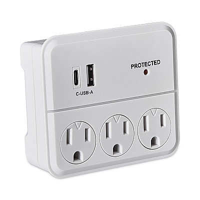 RCA 3-Outlet Wall Tap, White (VOXPSWT334ACAV)