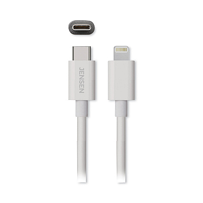 JENSEN USB-C to Lightning Cable, 3 ft, White (VOXJU832CL3V)