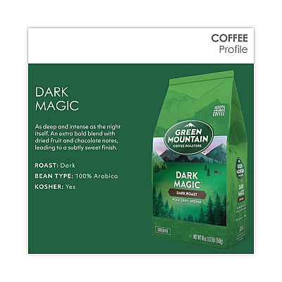 Green Mountain Coffee Roasters Roasters Roasters Dark Magic Ground Coffee, 18 oz Bag (GMT7134EA)