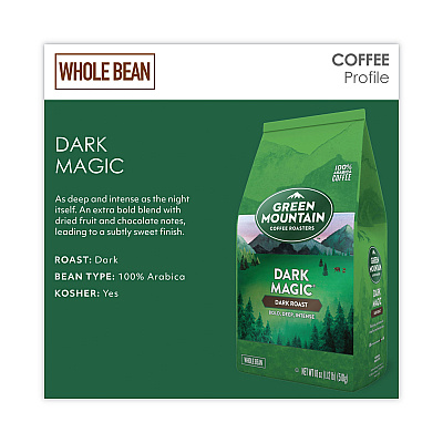 Green Mountain Coffee Roasters Roasters Roasters Dark Magic Whole Bean Coffee, 18 oz Bag (GMT7568EA)