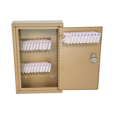 CONTROLTEK Key Lockable Key Cabinet, 30-Key, Metal, Sand, 8 x 2.63 x 12.13 (CNK500130)