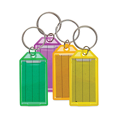 CONTROLTEK Key Tags, Metal/Plastic, Green/Orange/Purple/Yellow, 4/Pack (CNK500135)