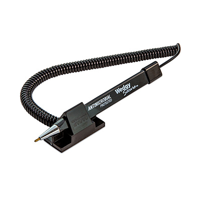 CONTROLTEK Wedgy Secure Antimicrobial Ballpoint Counter Pen, Fine 0.5 mm, Black Ink, Black (CNK555567)