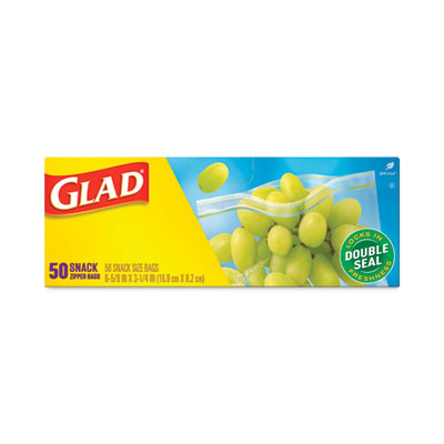 Glad Food Storage Bags, Snack, 3.25" x 6.63" x 9.31", Clear, 50 Bags/Box, 12 Boxes/Carton (CLO60741)