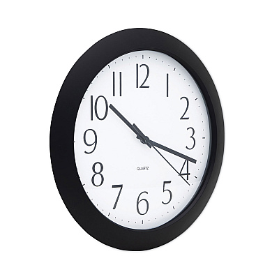 Universal Whisper Quiet Clock, 12" Overall Diameter, Black Case, 1 AA (sold separately) (UNV10451)