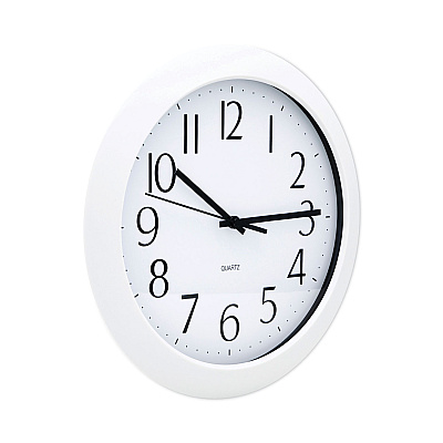 Universal Whisper Quiet Clock, 12" Overall Diameter, White Case, 1 AA (sold separately) (UNV10461)