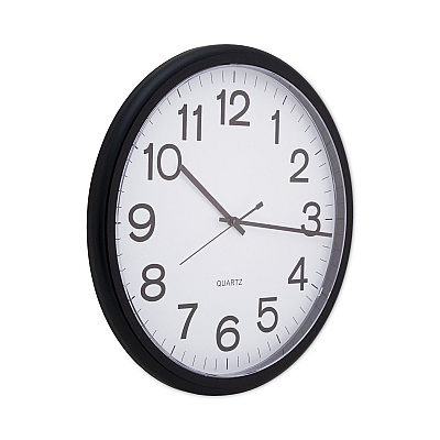 Universal Round Wall Clock, 13.5" Overall Diameter, Black Case, 1 AA (sold separately) (UNV11641)