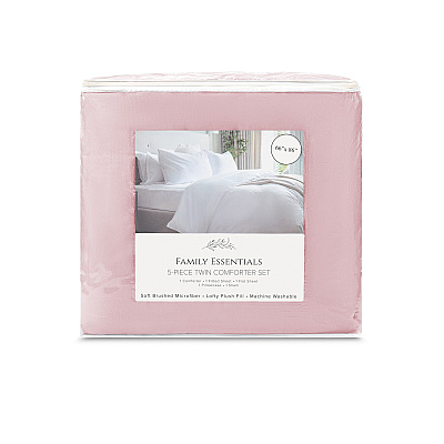 Family Essentials Bed In Bag 5pc - Twin - Rose, 5 Piece Set (P-BIAB-TW--RO)