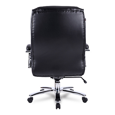 Alera Maxxis Series Big/Tall Bonded Leather Chair, Supports 500 lb, 19.7" to 25" Seat Height, Black Seat/Back, Chrome Base (ALEMS4419)