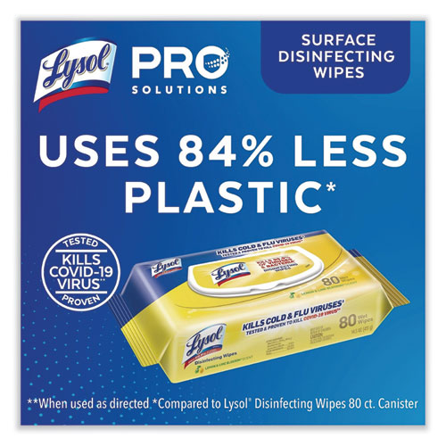 LYSOL Disinfecting Wipes Flatpacks, 1-Ply, 6.69 x 7.87, Lemon and Lime Blossom, White, 80 Wipes/Flat Pack (99716EA)