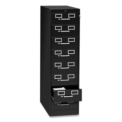 Tennsco Eight-Drawer Multimedia/card File Cabinet, Black, 15" X 28.5" X 52" (TNNCF846BK)