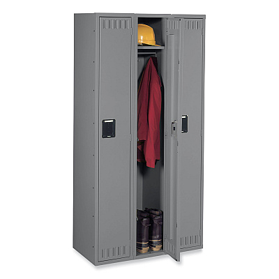 Tennsco Single-Tier Locker, Three Lockers with Hat Shelves and Coat Rods, 36w x 18d x 72h, Medium Gray (TNNSTS121872CMG)