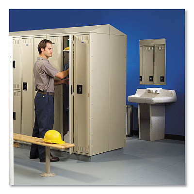 Tennsco Sixteen Box Compartments and Coat Bar, 72w x 18d x 72h, Sand (TNNSRS721872ASD)