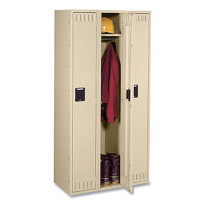 Tennsco Single-Tier Locker, Three Lockers with Hat Shelves and Coat Rods, 36w x 18d x 72h, Sand (TNNSTS121872CSD)